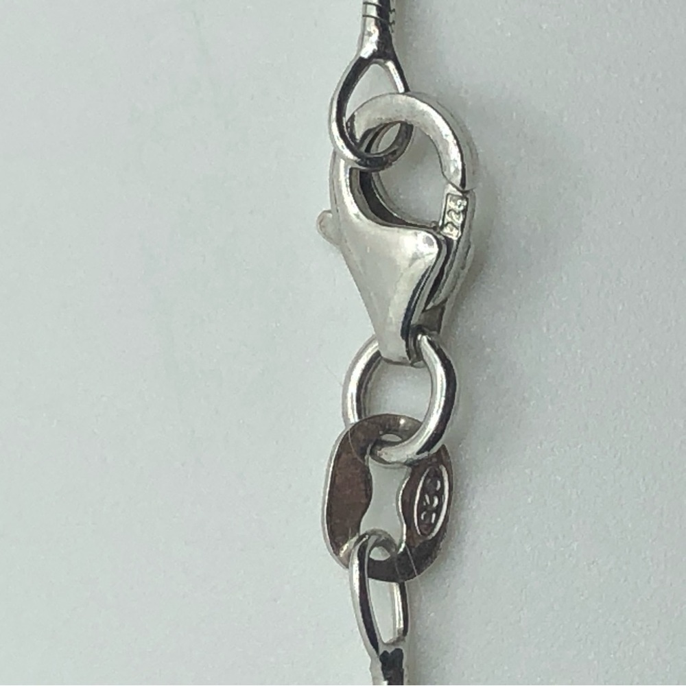 Vtg Sterling Onyx & Cz Accent Pendant w 925 Snake Chain 16” + 1.2” Pendant - Picture 7 of 9